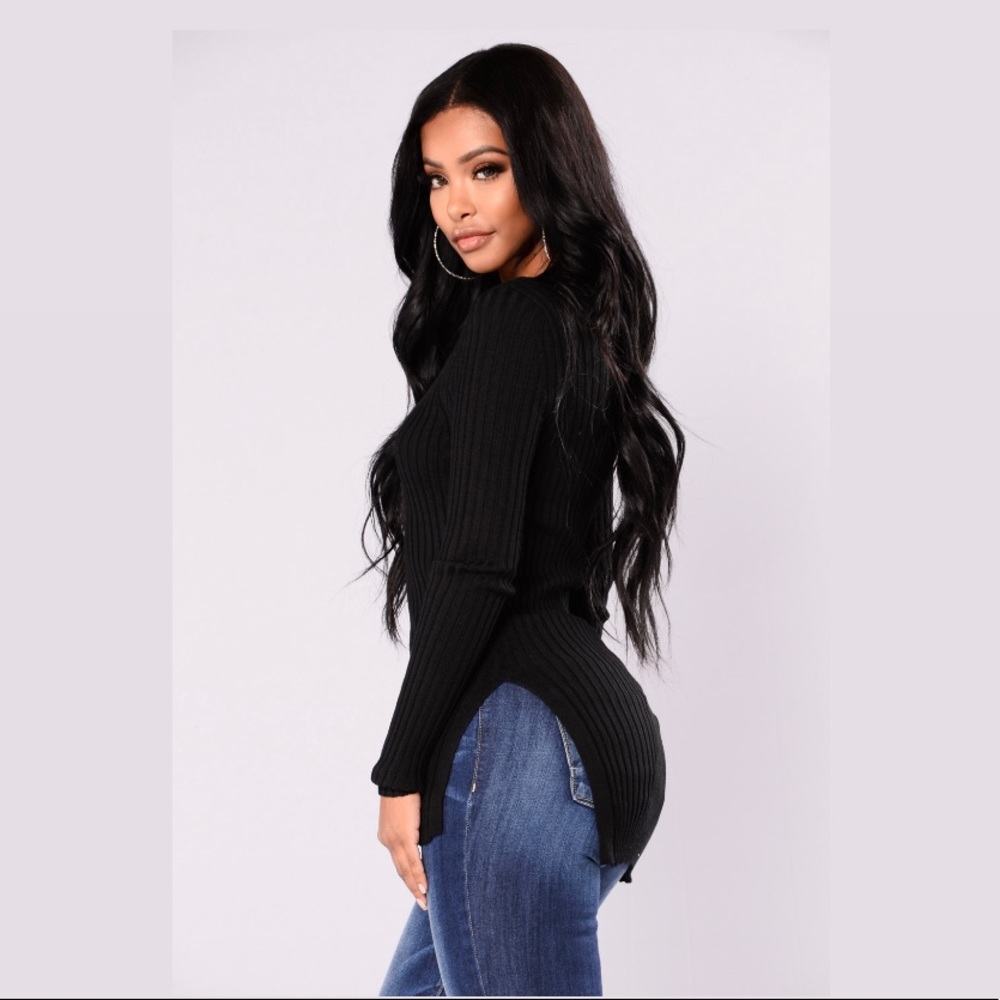 Fashion Nova Black Giving Me Feels Sweater